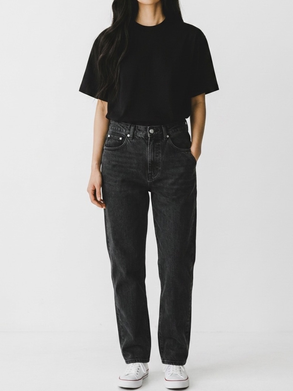 Madewell Vintage Black Wash Curvy 90’s Straight High Waist Jeans Size 26
